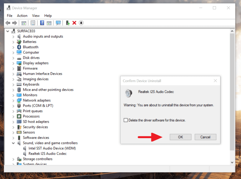 Confirm device uninstall on Device Manager