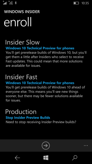 Enroll Windows 10 Mobile Production updates