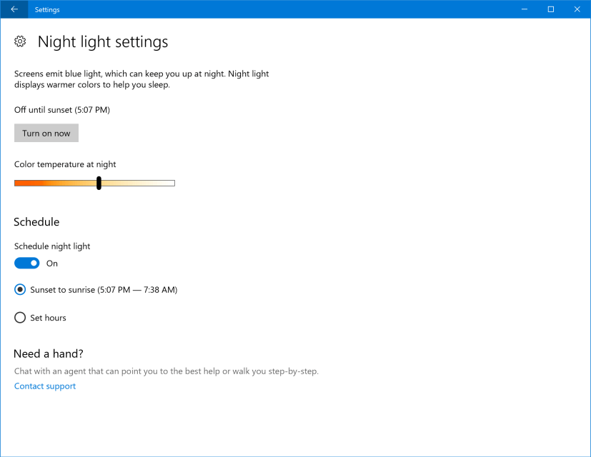 Night Light settings improvements